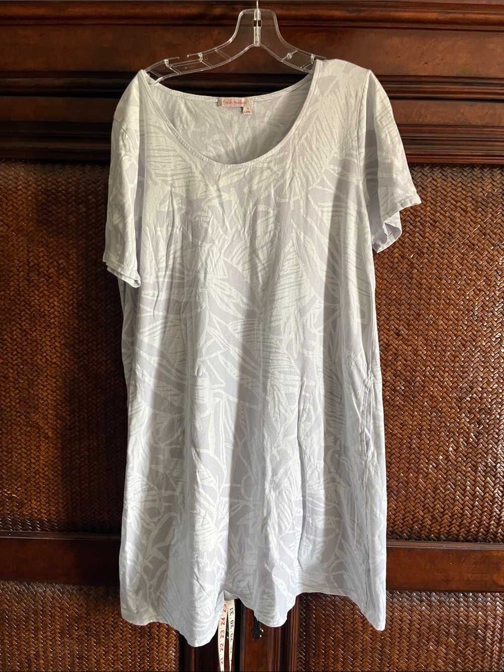 fresh produce White and light gray Scoop Neck Tunic with Pink Logo